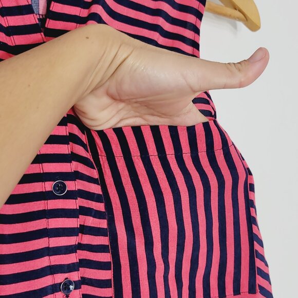 Dynamite Women's Pink & Black Striped Sleeveless Button Front Midi Dress Size S - Picture 6 of 12